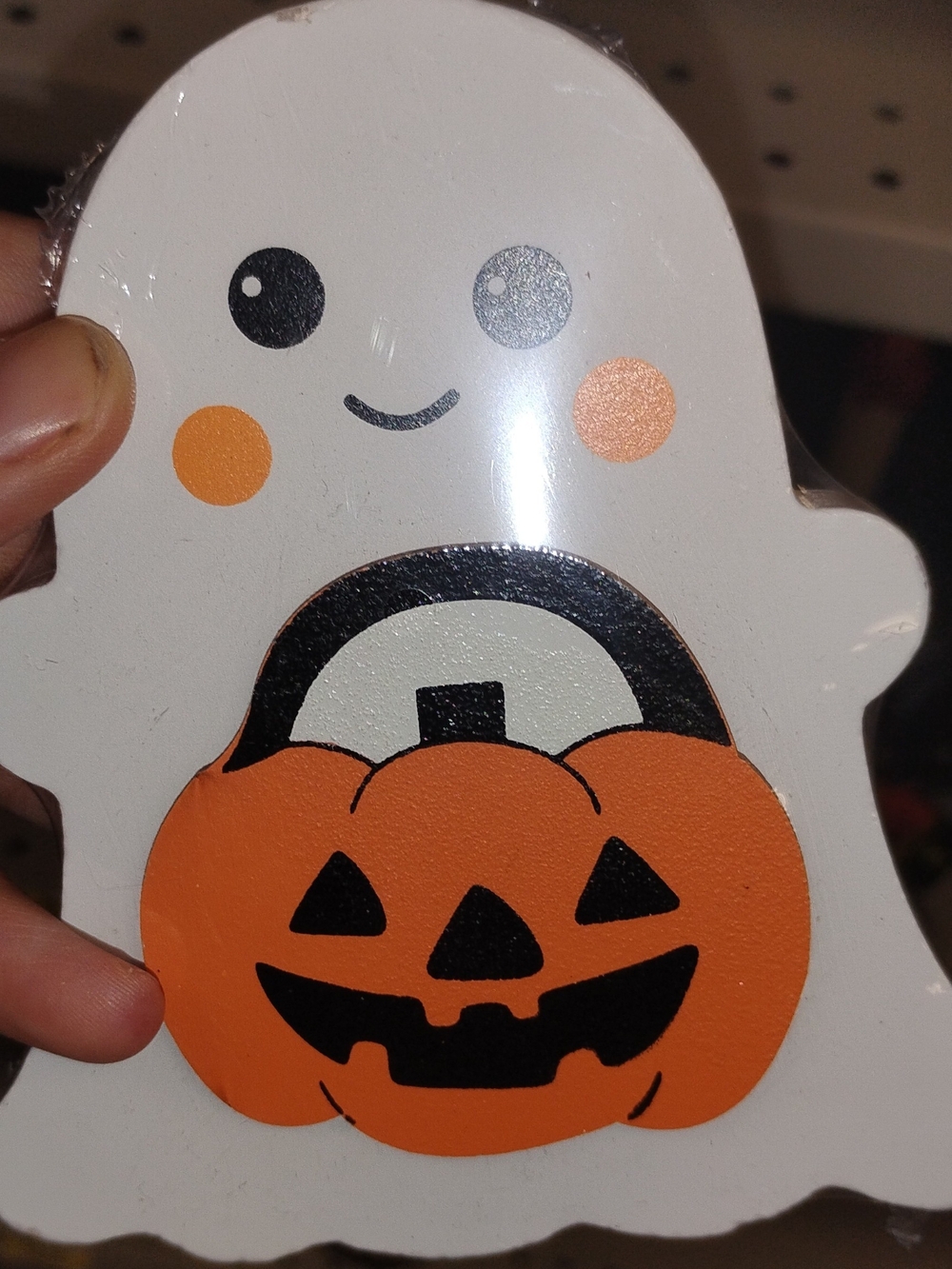 Halloween Ghost Trick-or-Treat Pumpkin Drink Coaster - White & Orange 3 for $8